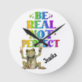 Custom Personalize Positive boho frog Hippie Ronde Klok (Voorkant)