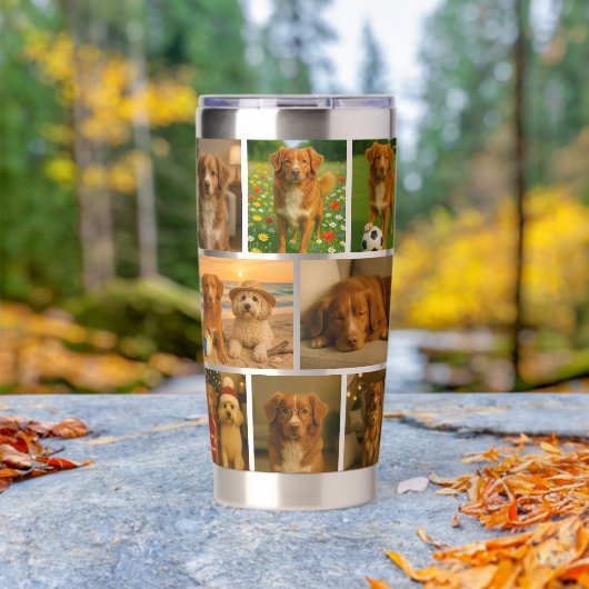 Custom personalized 16 photo collage template geïsoleerde drinkbeker (Buiten (Gedraaid) )