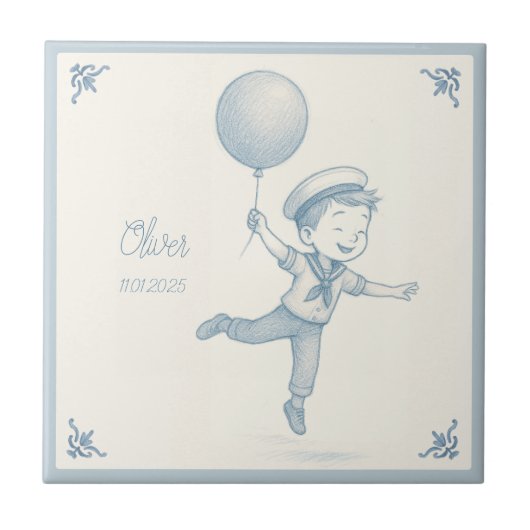 Custom personalized baby boy name tegeltje (Voorkant)
