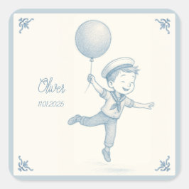 Custom personalized baby boy name vierkante sticker