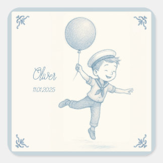 Custom personalized baby boy name vierkante sticker