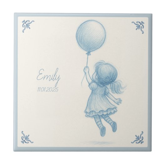 Custom personalized baby girl name tegeltje (Voorkant)