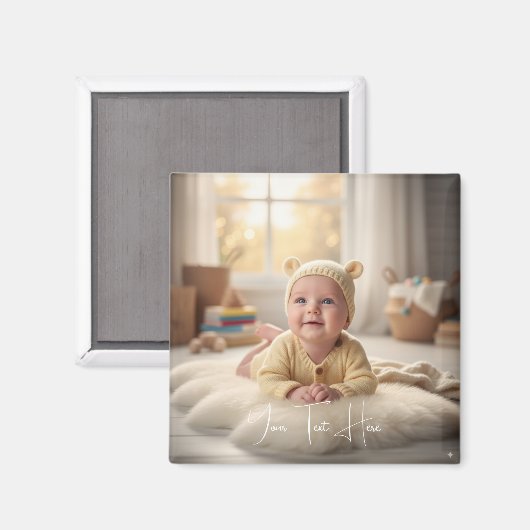 Custom Personalized Baby Picture Keepsake Design Magneet (Voorkant / Achterkant)