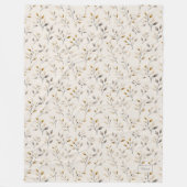 Custom Personalized Beige Neutral Botanical Leaves Fleece Deken (Voorkant)