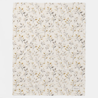 Custom Personalized Beige Neutral Botanical Leaves Fleece Deken