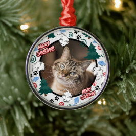 Custom Personalized Cat Pet Photo Christmas Metalen Ornament