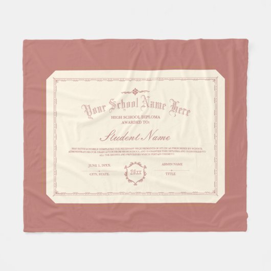 Custom Personalized Diploma Traditional Soft Red Fleece Deken (Voorkant (Horizontaal))
