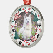 Custom Personalized Dog Photo Christmas Metalen Ornament (Links)
