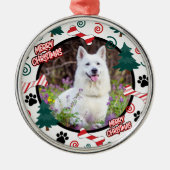 Custom Personalized Dog Photo Christmas Metalen Ornament (Voorkant)