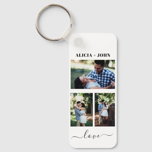 Custom Personalized Double Sided 3 Photo keychain (Voorkant)