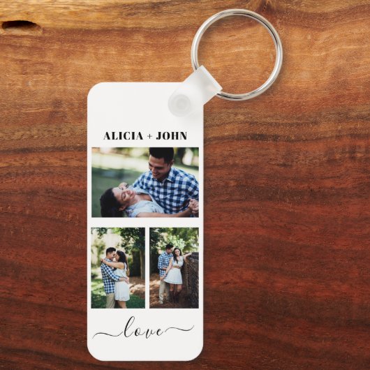 Custom Personalized Double Sided 3 Photo keychain (Achterkant)