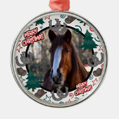Custom Personalized Horse Photo Christmas Metalen Ornament (Voorkant)