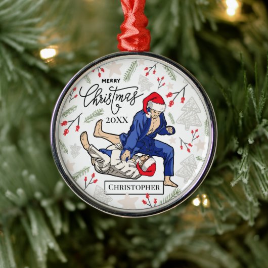 Custom Personalized Jiu Jitsu BJJ Christmas Metalen Ornament (Boom)