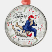 Custom Personalized Jiu Jitsu BJJ Christmas Metalen Ornament (Voorkant)