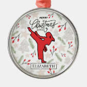 Custom Personalized Karate Martial Arts Christmas Metalen Ornament (Voorkant)