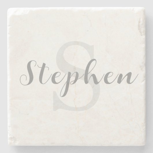 Custom Personalized Monogram Script Name Drink Stenen Onderzetter (Voorkant)