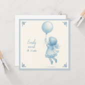 Custom personalized new baby girl annoucement kaart (Voorkant / Achterkant in situ)