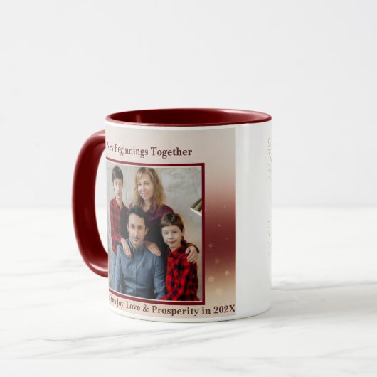 custom, personalized, new year, photo mug, gift,  mok (Voorkant links)