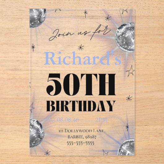 custom personalized photo 50th  birthday acryl uitnodigingen (Voorkant)