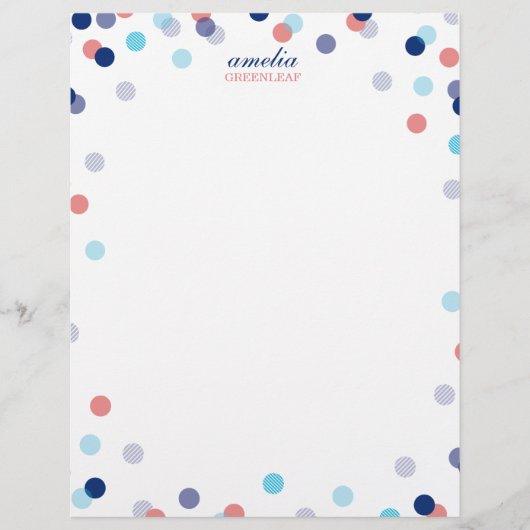 CUSTOM PERSOONLIJKE schattige confetti stip navy b (Voorkant)