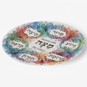 Custom Pesach Seder Plate Hebrew Passover Dinner Papieren Bordje (Gekanteld)
