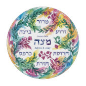 Custom Pesach Seder Plate Hebrew Passover Glass Snijplank (Voorkant)