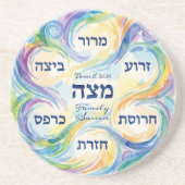 Custom Pesach Seder Plate in Hebrew for Passover  Zandsteen Onderzetter (Voorkant)