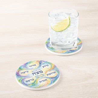 Custom Pesach Seder Plate in Hebrew for Passover  Zandsteen Onderzetter