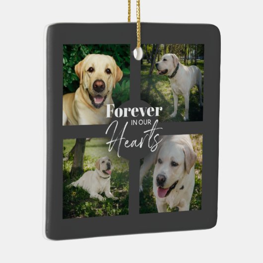 Custom Pet 5 Fotocollage Memorial Keepsake Keramisch Ornament (Rechts)
