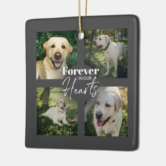 Custom Pet 5 Fotocollage Memorial Keepsake Keramisch Ornament (Links)