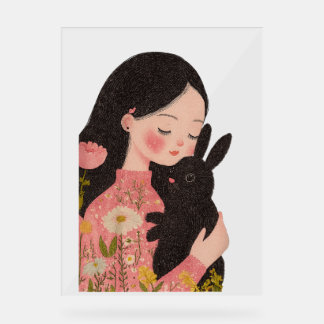 Custom Pet and Owner Portrait Pet Illustration Por Acryl Bord