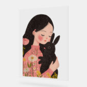 Custom Pet and Owner Portrait Pet Illustration Por Acryl Bord (Hoek)