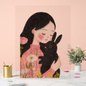 Custom Pet and Owner Portrait Pet Illustration Por Acryl Bord (Huwelijk)