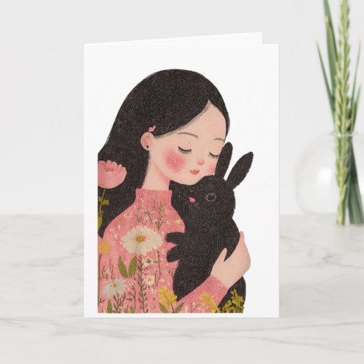 Custom Pet and Owner Portrait Pet Illustration Por Kaart (Voorkant)