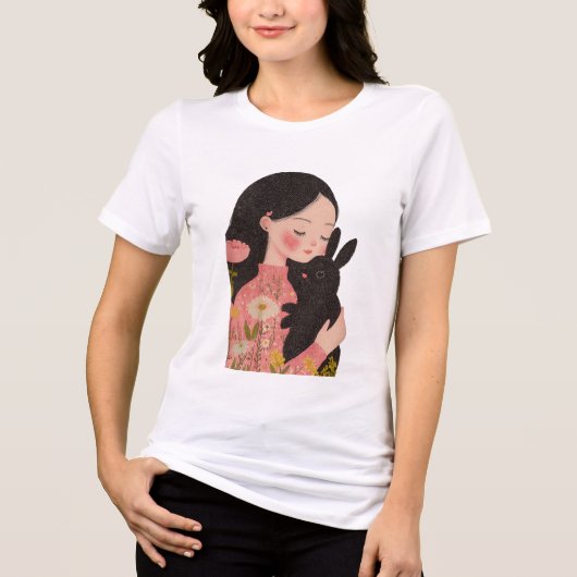 Custom Pet and Owner Portrait Pet Illustration Por Tri-Blend Shirt (Voorkant)