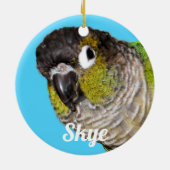 Custom Pet Bird Photo Name Keramisch Ornament (Achterkant)