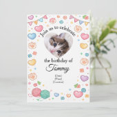 Custom Pet Birthday Invitation with Photo & Name  Kaart (Staand voorkant)