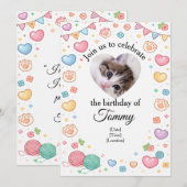 Custom Pet Birthday Invitation with Photo & Name  Kaart (Voorkant / Achterkant)