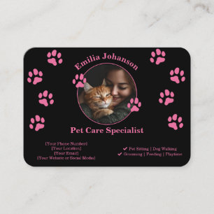 Custom Pet Care Visitekaartje – Zwart & Roze
