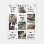 Custom Pet Cat Memorial 7 Fotomarmer Jouw tekst Fleece Deken (Voorkant)