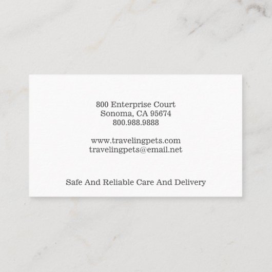 Custom Pet Courier Visitekaartje (Achterkant)