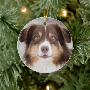 Custom Pet Dog 2 Foto Kerstmis Keramisch Ornament