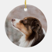 Custom Pet Dog 2 Foto Kerstmis Keramisch Ornament (Achterkant)