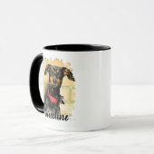 Custom Pet Dog Cat Foto met Stijlvolle Namen Mok (Voorkant links)