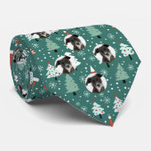 Custom Pet Dog Foto Kerstmis Patroon Groen Stropdas (Opgerold)