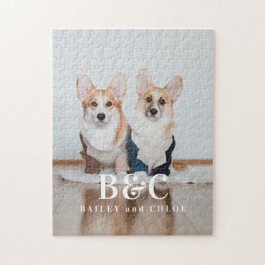 Custom Pet Dog Foto met Namen Legpuzzel (Verticaal)