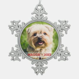 Custom Pet Dog Foto Mooie Kerstboom Tin Sneeuwvlok Ornament