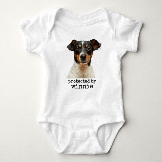 Custom Pet Dog Fotonaam Beschermd Door Gift Romper (Voorkant)