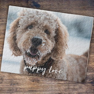 Custom Pet Dog Fotosjabloon Puppy Liefde Script Legpuzzel