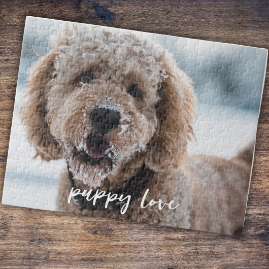 Custom Pet Dog Fotosjabloon Puppy Liefde Script Legpuzzel